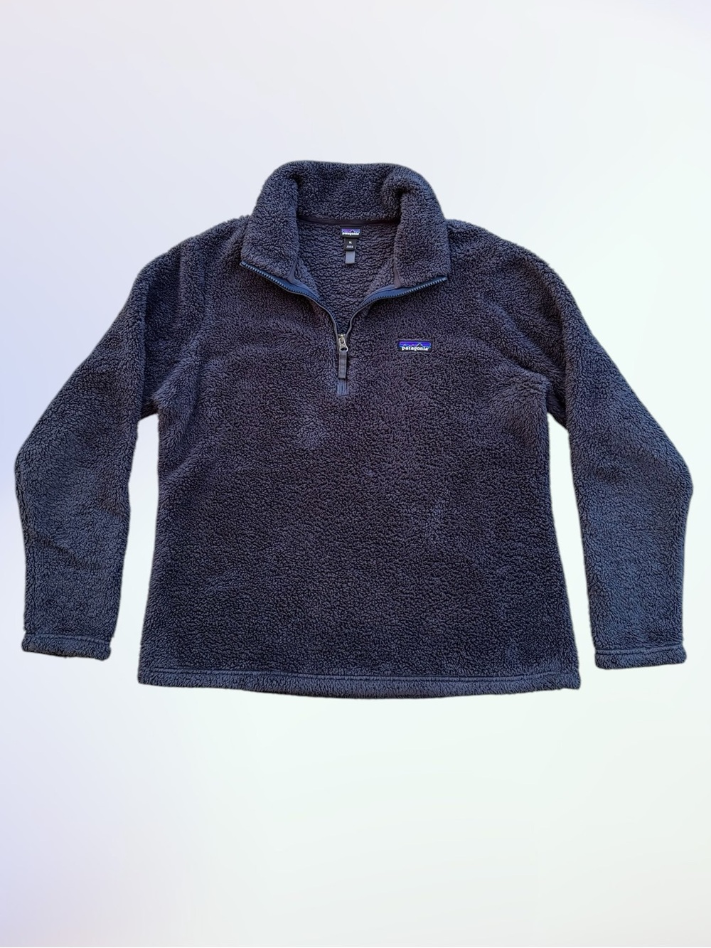 Patagonia Los Gatos Smolder Blue 1/4-Zip Fleece Pullover Sweater ~ Women's XL